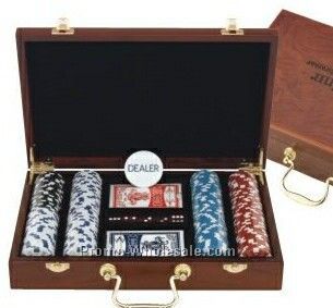 200 Chip Collectible Poker Set W/Rosewood Case