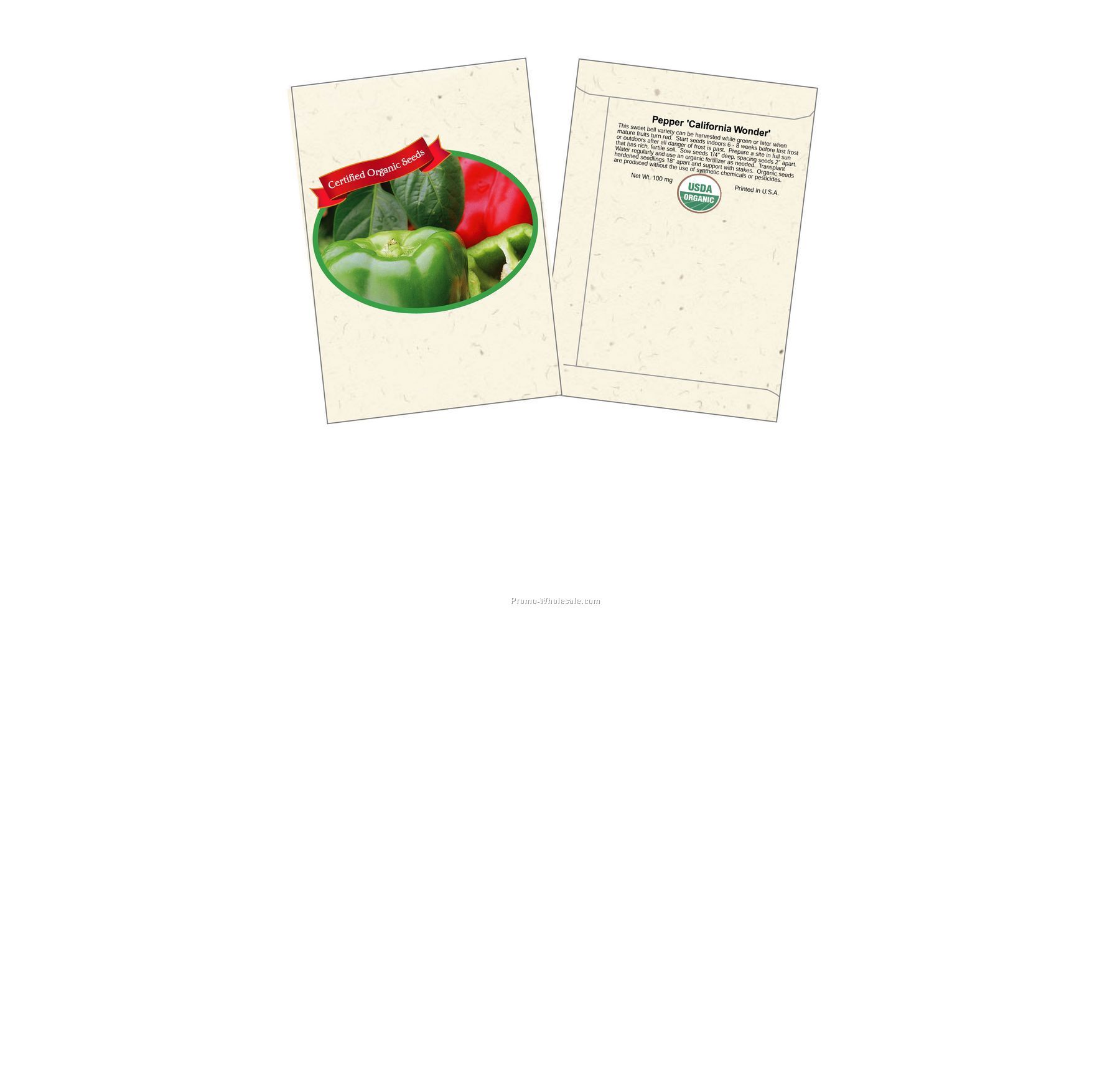 3-1/4"x4-1/2" Organic Pepper - California Wonder - Seed Packets (2 Color)