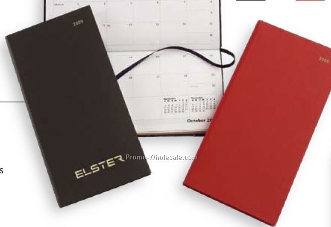 3-1/8"x6-1/2" Black Good Value Monthly Planner W/ 64 Pages