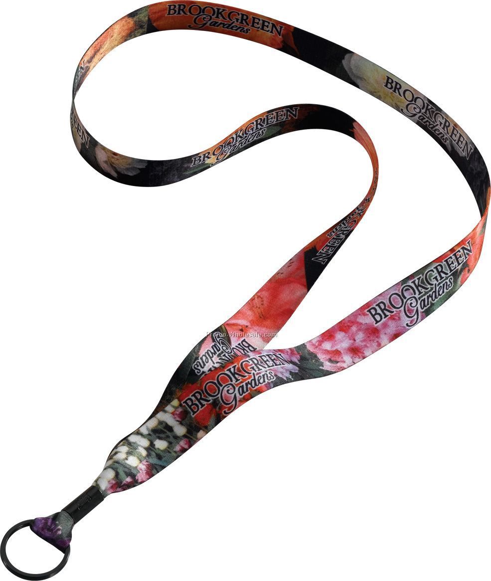 3/4" Dye Sublimated Lanyard With Metal Crimp & Metal Split Ring