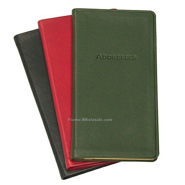 3"x6" Pocket Address Book W/ Genuine Leather Cover