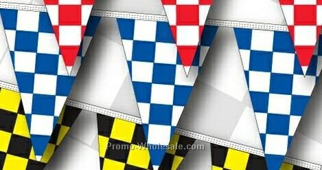 30' 4 Mil Triangle Checkered Race Track Pennant - Blue/ White
