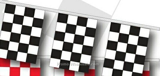30' 8 Mil Rectangle Checkered Race Track Pennant - Black/ White