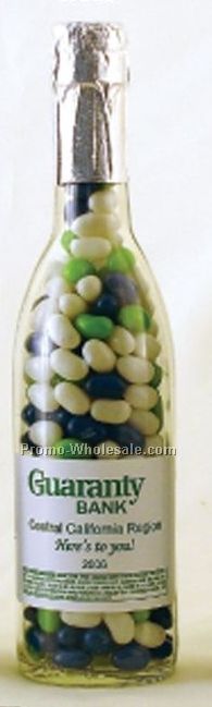375 Ml Glass Champagne Bottle Filled W/ Jelly Beans