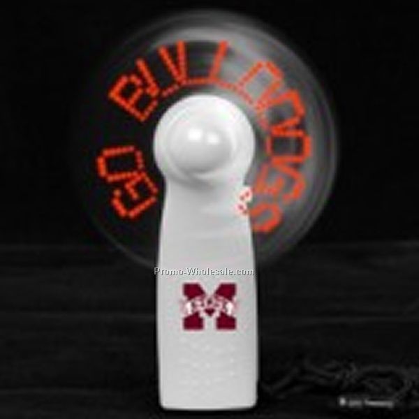 4" Light Up Message Fan - White W/ Red LED