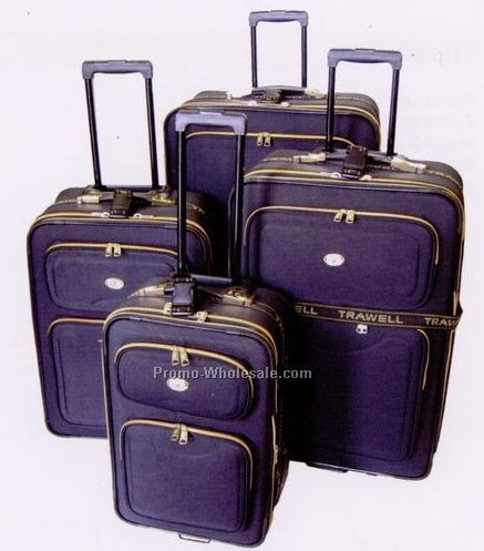 4 Piece Luggage Set - 1200d Polyester With Gold Zippers (Upright)