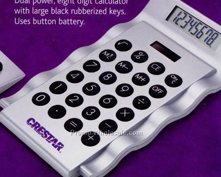 4"x7" Dual Power 8 Digit Calculator With Large Rubberized Keys