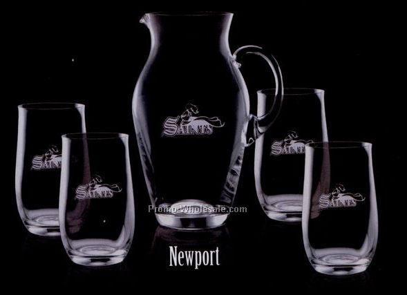 43 Oz. Newport Pitcher And 4 Hiball Glasses