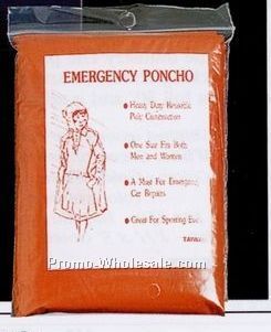 50"x40" Rain Ponchos W/Deluxe Case - Orange