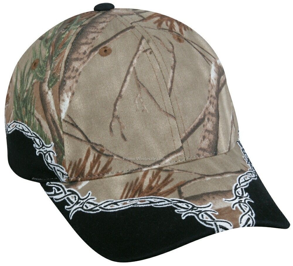 6 Panel Brush Cotton Camouflage Cap With Thorn Design