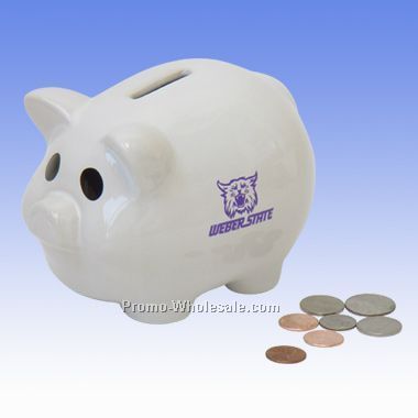 6"x4"x4-1/4" Piggy Bank - In White