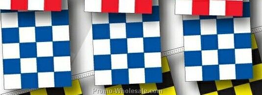 60' 8 Mil Rectangle Checkered Race Track Pennant - Blue/ White