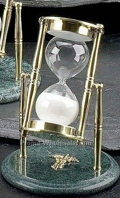 7" Medical Brass & Green Marble 30 Minutes Sand Timer