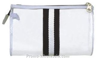 7-1/2"x2"x4-1/2" Transparent Stripped Stylish Cosmetic Pouch