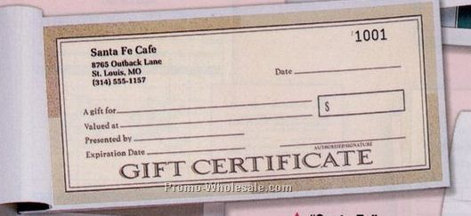 7-1/4"x3-3/8" "santa Fe" Individual Format Designer Gift Certificate