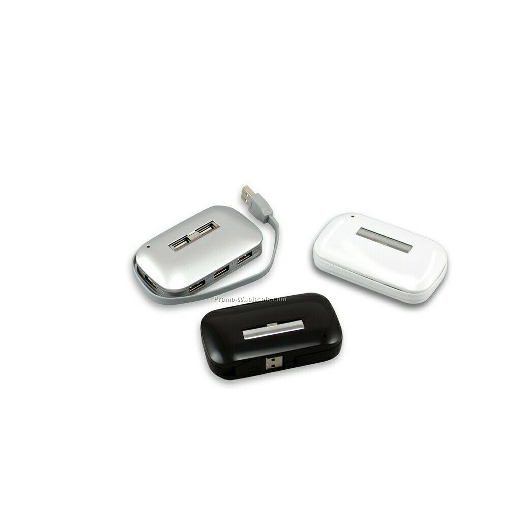 7 Port USB Hub W/ Hidden Ports (Silver)