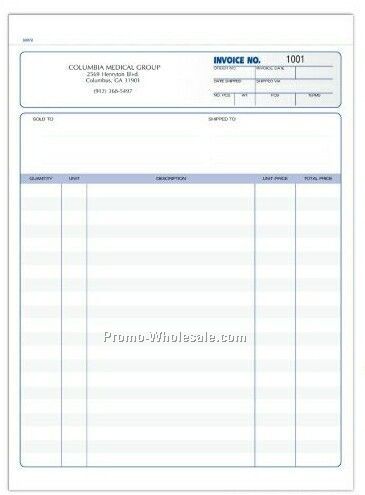8-1/2"x11" 3 Part Invoice Formatted Snap Set