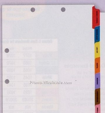 8-1/2"x11" Preprint Color Coded Chart Divider W/ Side Tab Set