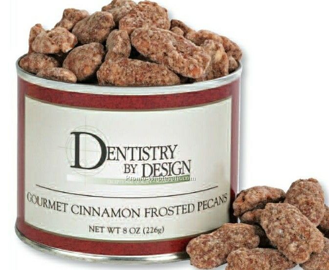 8 Oz. Cinnamon Frosted Pecans In Tin W/ Custom Label