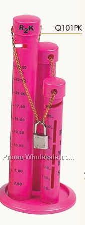 9"x3-1/2"x3-1/2" Pink Coin Bank