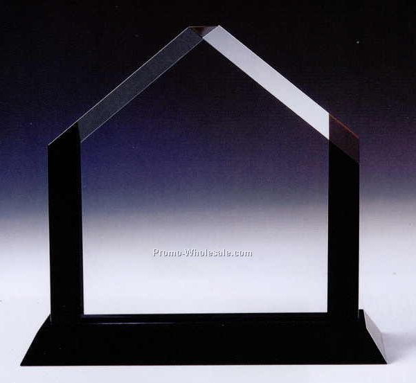 9"x9"x2-3/8" Black Optic Crystal Royal Award W/ Base