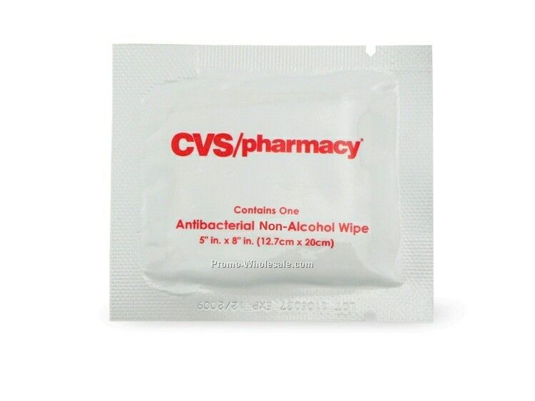 Antibacterial Non Alcohol Wet Wipe Packette - Custom Imprint