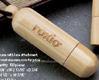 Bamboo Flash Drive W/ Tubed Shape Case & Lace Attachment