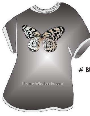 Black & White Butterfly Acrylic T Shirt Coaster W/ Felt Back