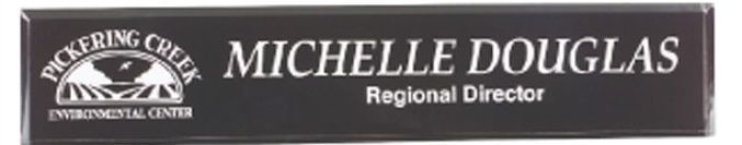 Black Acrylic Beveled Edge Name Bar W/ Engraving On Back