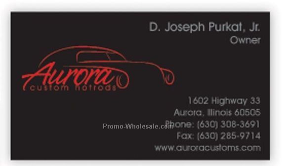 Black Gloss Coated Business Card W/ 1 Standard Foil Color