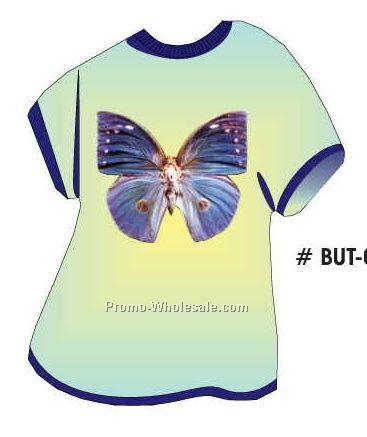 Blue Butterfly Acrylic T Shirt Coaster W/ Felt Back