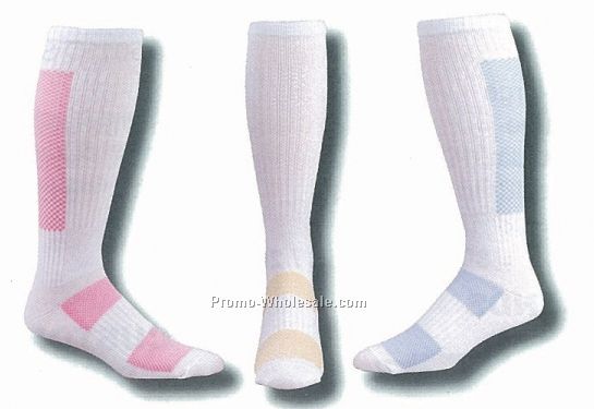 Breathable Mesh Calf Volleyball Socks W/ Colored Heel & Toe (7-11 Medium)