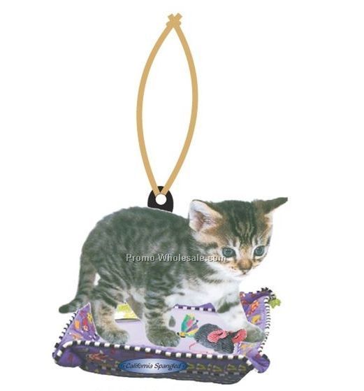 California Spangled Cat Executive Ornament W/ Mirrored Back (12 Sq. Inch)