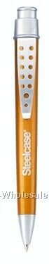 Calypso Push-action Ballpoint Plastic Pen W/ Satin Silver Trim