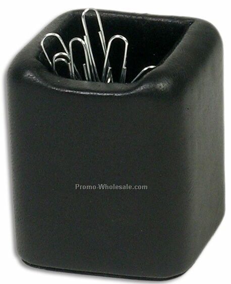 Classic Leather Paper Clip Holder - Black