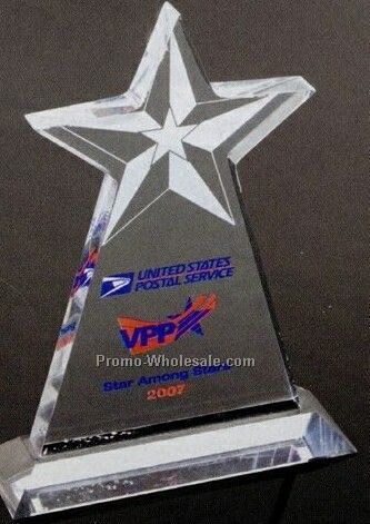Clear Vertical Star Award (Laser Engraved)