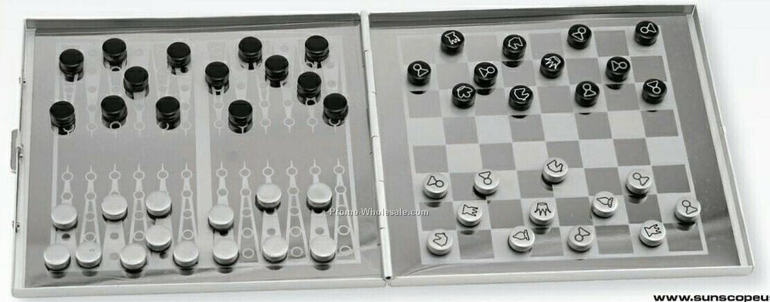 Compact Chess & Checker Game (Laser Engraved)