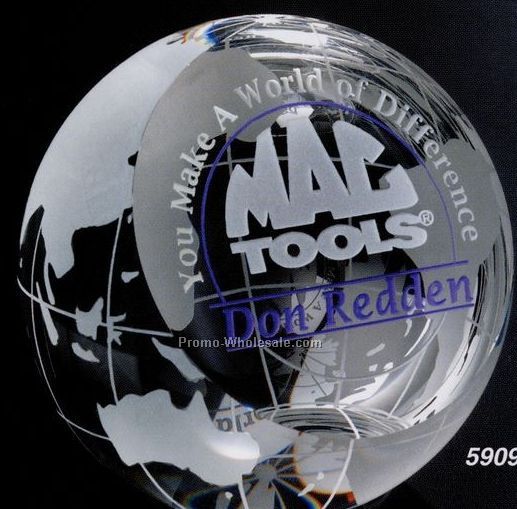 Crystal Clipped Globe Award 3-1/8"