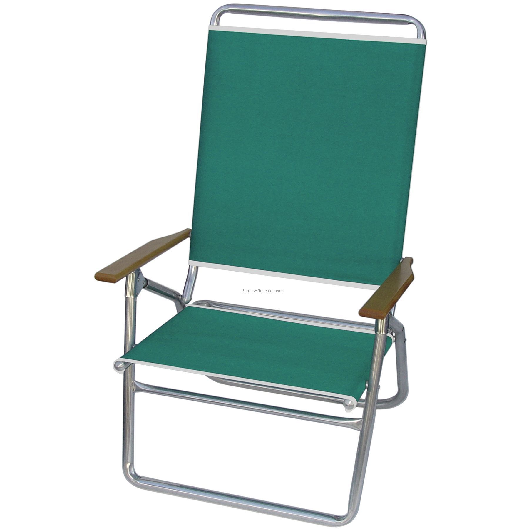 Deluxe 3-position Recliner Aluminum Frame W/ Wood Arm Rests - Us Made