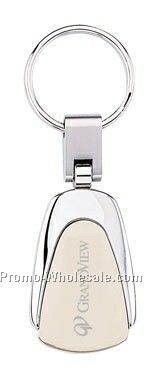Droplet Shaped 2-tone Key Ring W/ Decorative Center Plate