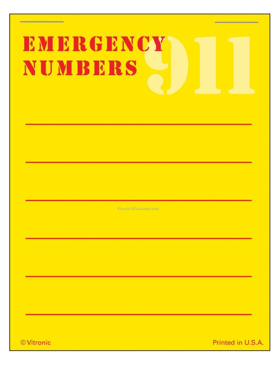 Emergency Number List Press N Stick (After 8/1/09)