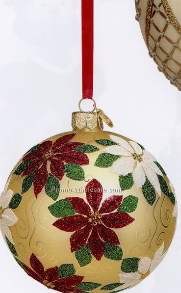 European Blown Glass Ornament Collection/ Poinsettia Ball