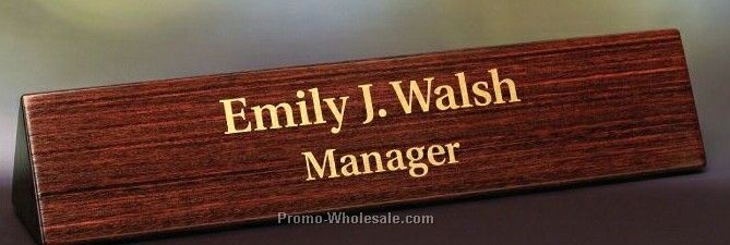 Executive Walnut/ Oak Desk Name Bar