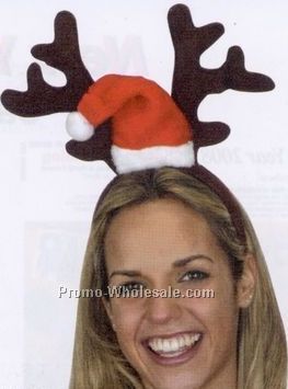 Felt Antlers With Plush Santa Hat