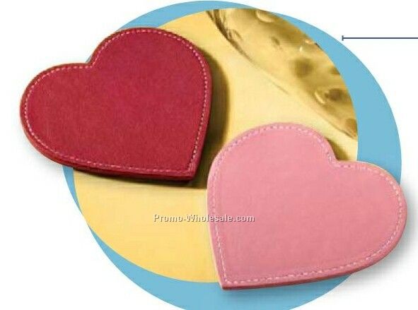 Florentine Napa Leather Heart Shape Coaster (4"x4-1/8"x1/4")