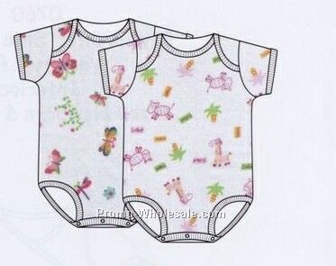 Girls Printed Interlock Short Sleeve One Piece / Onesie (Nb-l)