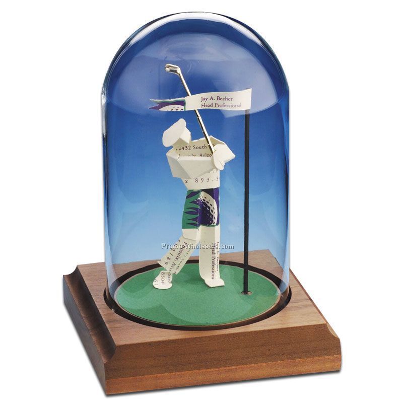 Glass Dome Business Card Sculpture - Closest To The Pin