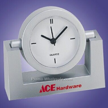 Hi-tech Metallic Silver Color Swivel Quartz Clock (Screened)