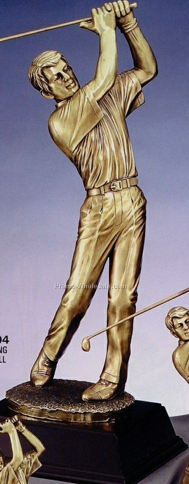 Imperial Series Elegant Resin Gold Sculpture - 20" Male Swing