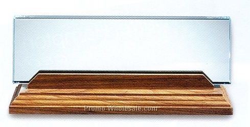 Jade Glass Nameplate W/ Walnut Base